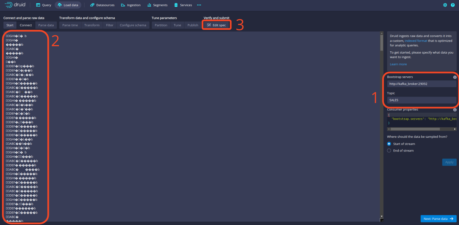 Building a Druid streaming spec